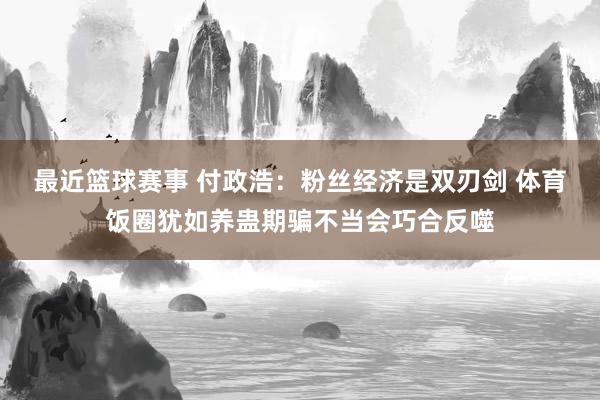 最近篮球赛事 付政浩：粉丝经济是双刃剑 体育饭圈犹如养蛊期骗不当会巧合反噬