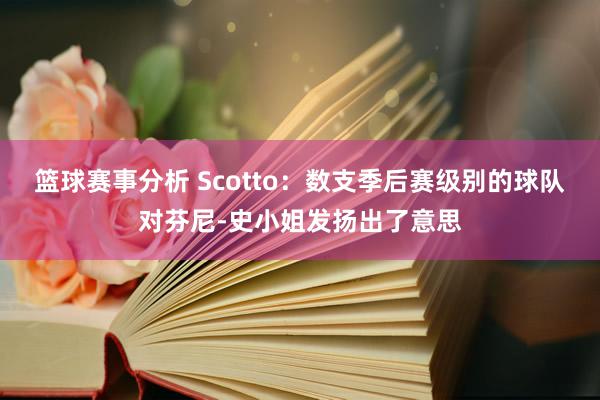 篮球赛事分析 Scotto：数支季后赛级别的球队对芬尼-史小姐发扬出了意思